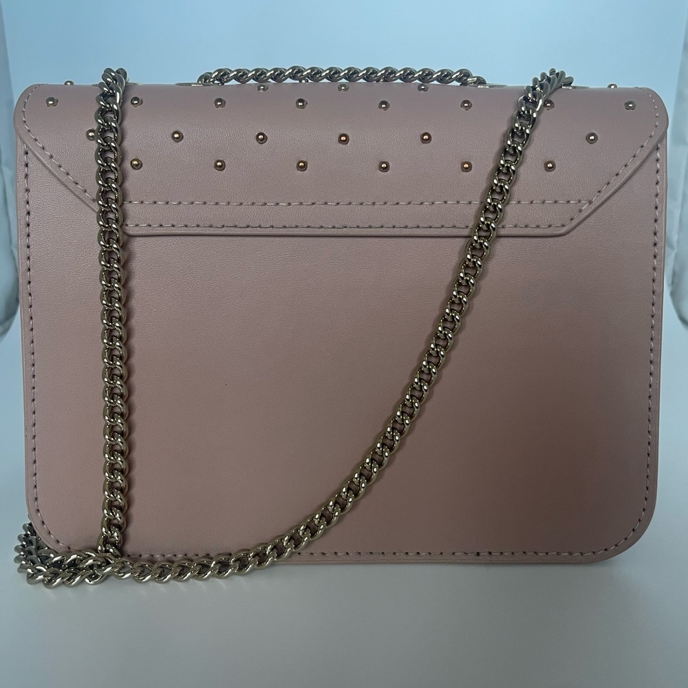 Furla Metropolis Mini Studded Leather Crossbody Blush Pink Saffiano Chain Bag - Picture 9 of 15